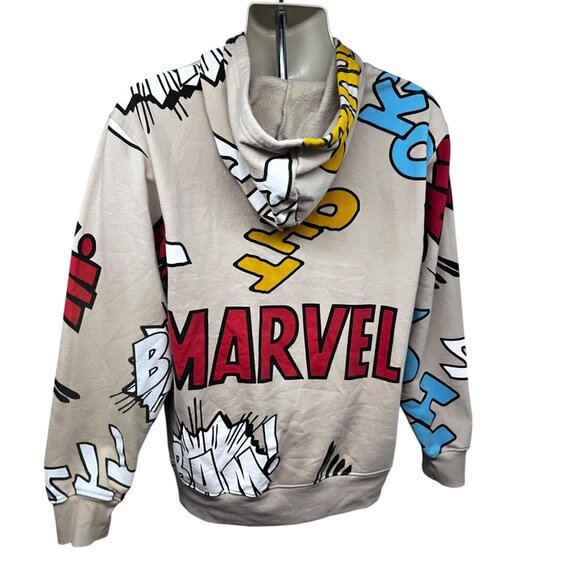 Disney 100 Marvel Mens Pullover Hoodie Sweatshirt Large All Over Spell Out Print - Picture 2 of 5